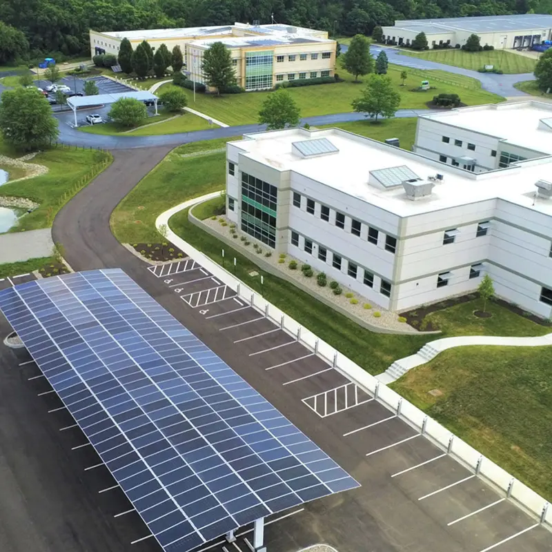 Melink Corporation campus, solar rooftops and parking canopy